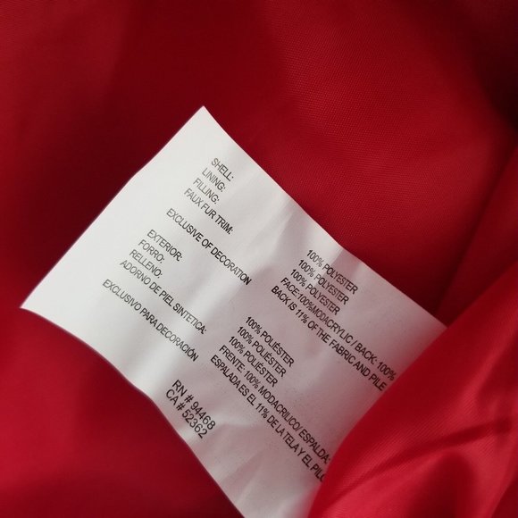NAUTICA PUFFER COAT WOMENS MEDIUM RED BLACK FAUX FUR TRIM WATER RESISTANT NWT - Picture 8 of 12